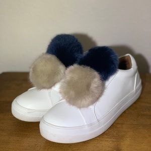 White pompom sneakers